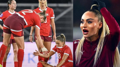 Alisha Lehmann looks dejected after Switzerland's loss.