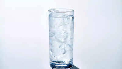 Chilled water in a glass.