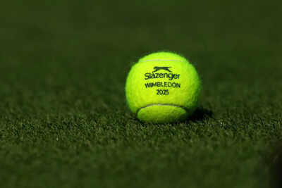 Close-up of a tennis ball before Wimbledon 2025.