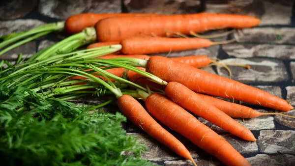 Fresh and colorful carrots, a source of Vitamin A
