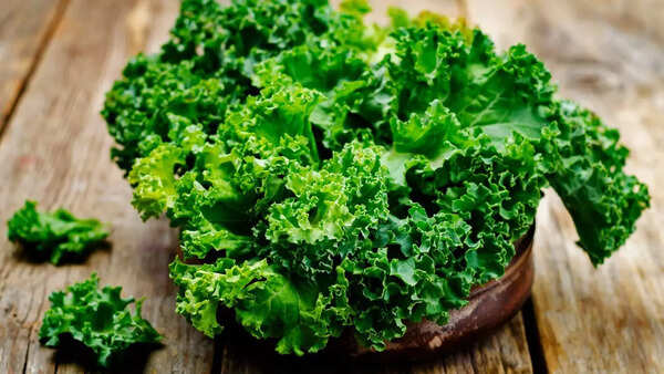 Fresh kale leaves, rich in lutein and zeaxanthin
