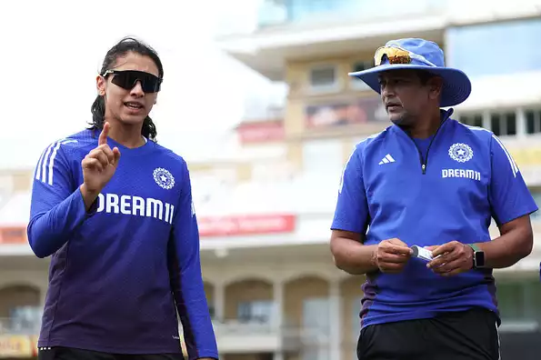 Smriti Mandhana addresses the press in Harmanpreet Kaur's absence.