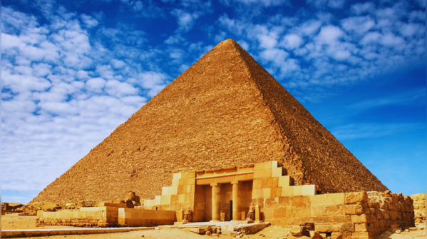 The majestic Pyramids of Giza against the desert