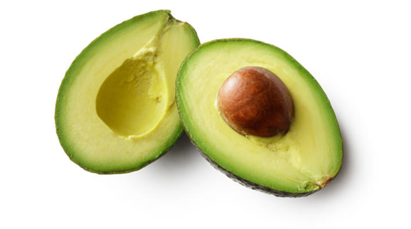 Avocado next to cancer awareness ribbon.